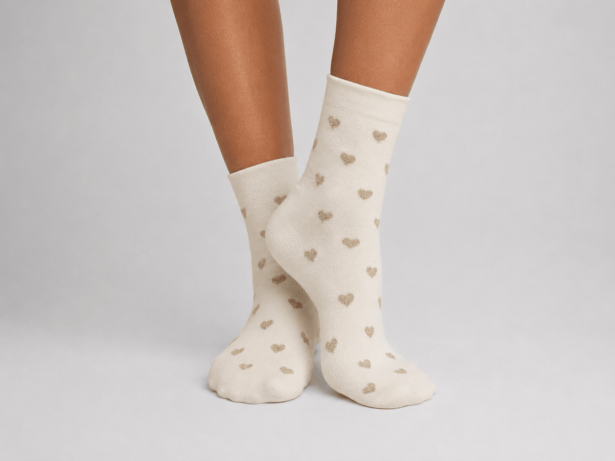 Socken mit Glitzer Herzen - same concept