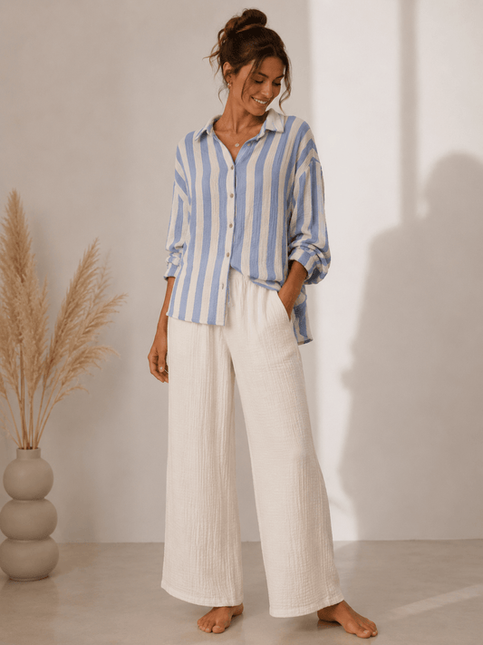 Musselinbluse Big Striped - same concept