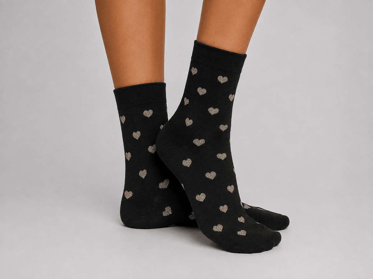 Socken mit Glitzer Herzen - same concept